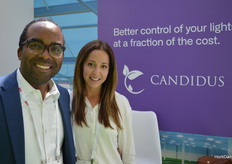 Mikhail Hutton and Alison Bossio with Candidus.Mikhail Hutton: "With one simple install, we can help you grow. CANDIDUS controls the amount of light needed to maximize your efficiency!"
